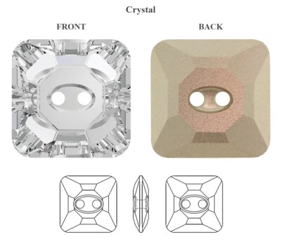 Superior PRIMERO 3017 Square Buttons Crystal Color * Many Sizes - Image 1 of 2