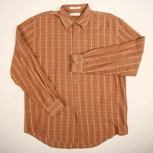 Joseph Abboud Men's Shirt Brown Check Adult Large100% Cotton Casual - Picture 1 of 10