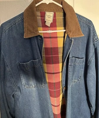 Abrigo de granero de mezclilla azul Boundary Waters para mujer chaqueta forrada de franela 100 % algodón Foto 1 de 4