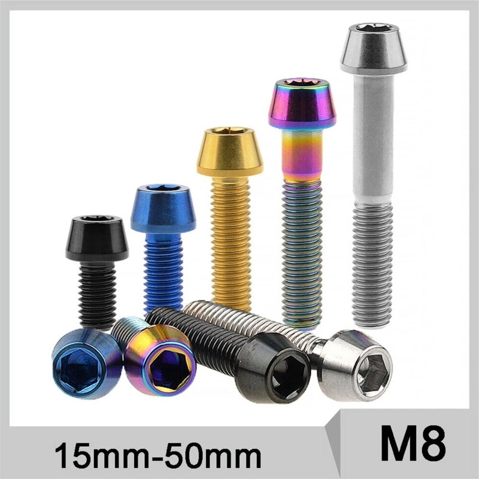 M8 Titanium Ti Taper Cone Socket Allen Bolt 15 20 25 30 35 40 50 x 1.25mm thread - Image 1 of 4