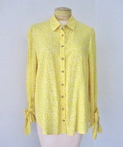 Maeve Anthropologie zitronengelb fröhlich geknöpft Bluse Top zum Binden elastische Manschette US 14 - Bild 1 von 7