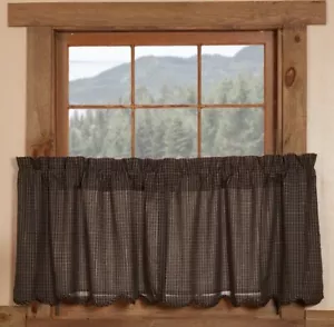 24" L schwarz kariert Fenster Ebenen Set Café Vorhänge gefüttert Lodge-Stil Kettle Grove - Bild 1 von 8
