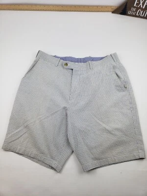 Peter millar men chino shorts size 34 micro checkered classic fit navy white - Image 1 of 4