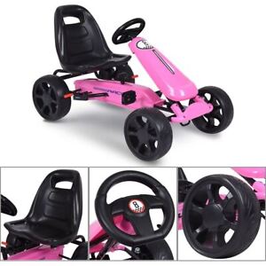 Durable Outdoor Children's 4 Wheel Pedal Powered Riding Kart Car-Pink