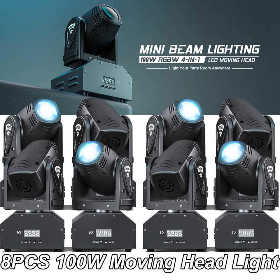 Beam 100W RGBW Moving Head Light Mini Stage Light Effect DMX 512 for Disco Bar - Image 1 of 4