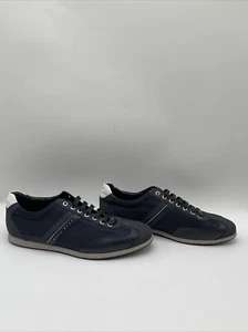 Hugo Boss Perforated Mixed-Media Leather/Fabric Lace Up Low Top Sneakers Mens 46 - Picture 1 of 5