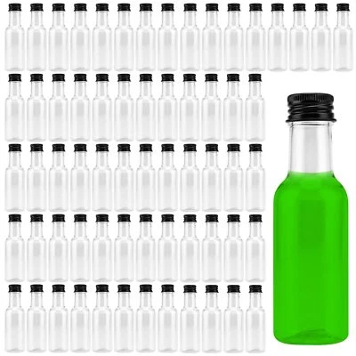 70 Stück 50 ml Kunststoff Mini Fläschchen mit Deckel Schnapsflaschen mit Schr... - Bild 1 von 4