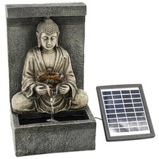 Fontana Solare Giardino Esterno Funzione Acqua LED Poliresina Statue Pietra Buddha
