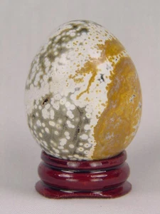 PERO Madagascar Océano Jaspe Lapidario Tallado 35mm X 44mm Huevo con Soporte 5094K - Imagen 1 de 2