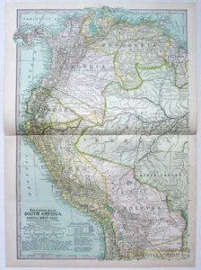 NW South America - Original 1897 Map by The Century Company - Antique - Picture 1 of 5