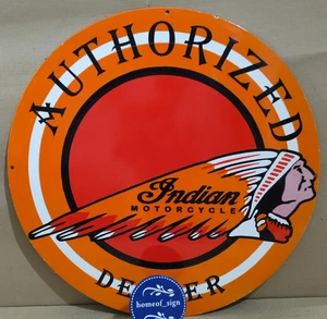Indian Motorcycle Authorized Dealer Porcelain Enamel Sign 30 X 30 Inches 1 sides - Picture 1 of 8
