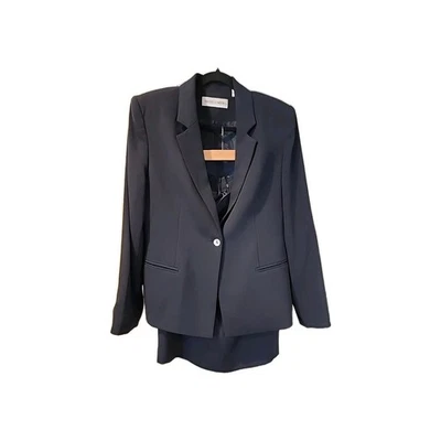 MAGGY LONDON Mujer Azul Marino 2 Piezas Falda Traje Talla 12 Oficina/Evento  Foto 1 de 4