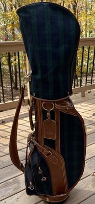 "Carrito de golf Daiwa Coach Collection bolsa de 3 vías verde escocés azul a cuadros 34"" ¡Bonito!" Foto 1 de 4