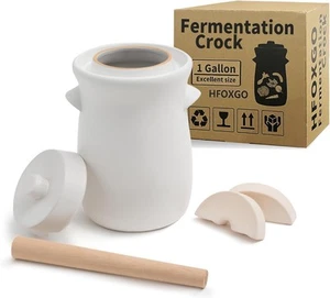 Fermentation Crock 3.8Liter/1 Gallon Stoneware Pot for Fermenting, Pickling...  - Picture 1 of 8