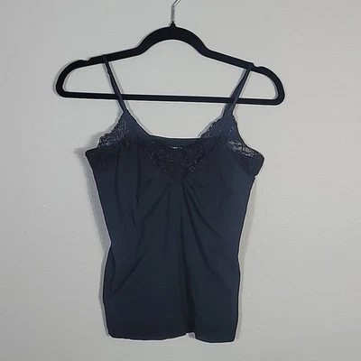Y2K Old Navy Babydoll Lace Camisole Size M Black Adjustable Stretch Whimsigoth - Image 1 of 4