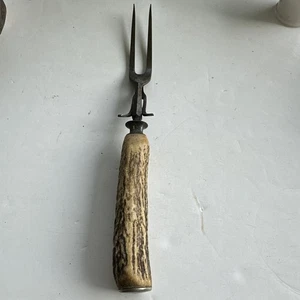 Vintage Meat Fork With Antler Handle 10.75” - Picture 1 of 6