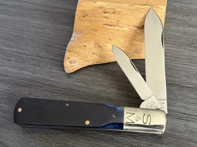 SCHATT & MORGAN USA SMOOTH BLUE BONE PREMIUM GRAND DADDY BARLOW POCKET KNIFE - Image 1 of 4