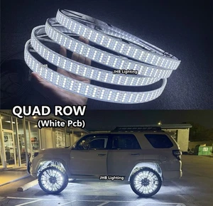 【】 Set 4Rings 17.5"PURE WHITE  QUAD ROW Strobes LED Trucks Wheel Rim Tire Lights - Picture 1 of 14
