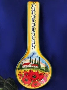 Toskana Italienische Keramik Löffelablage Toskanische Landschaft & Mohnblumen Handarbeit in Italien - Bild 1 von 4