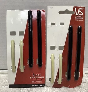 Vidal Sassoon Pro Series French Bar Clips Barrettes 4” & 2.5” Black, Cream - Picture 1 of 5