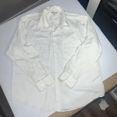 Vintage Yves Saint Laurent Mens Size 17 34/35 White Single Pocket Dress Shirt - Image 1 of 4