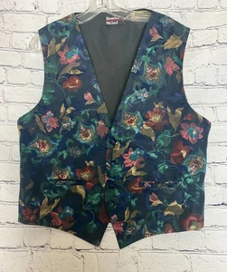 Brandon Michael Mens Floral Tapestry Vest Large Eclectic Grandpa Preppy Y2K - Picture 1 of 6