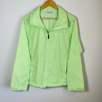 Chaqueta de nailon Columbia para mujer L empacable con capucha verde nueva sin etiquetas Foto 1 de 4