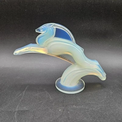 1930s Sabino France Signed Opalescent Leaping Gazelle Art Glass Figurine - Deco - Image 1 of 4