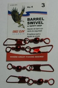 EAGLE CLAW Red Barrel Swivels Size 3 Qty (4) 1044-003 - Picture 1 of 1