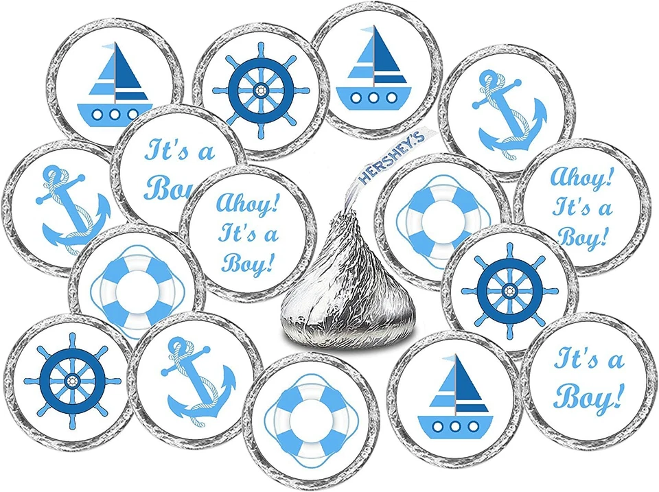 324 pegatinas azules náuticas Its a Boy Baby Shower favores para baby shower Foto 1 de 4