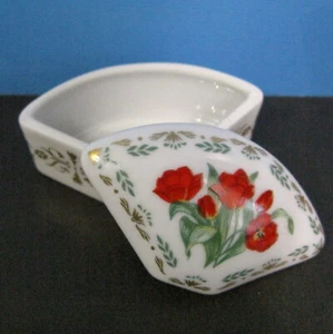 DAR Limoges Porcelain Trinket Box TULIP Flowers Of Colonial America DAMAGED READ - Bild 1 von 8