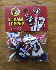 Buc-ee's Strohhalm Topper 3 Stück Set - Neu im Paket - Patriotisch, Tasse, Floral - Bild 1 von 2