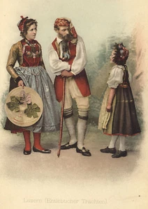 Costumes Suisses portfolio 28 lithographs tradiional Swiss fashion fine printing - Imagen 1 de 4