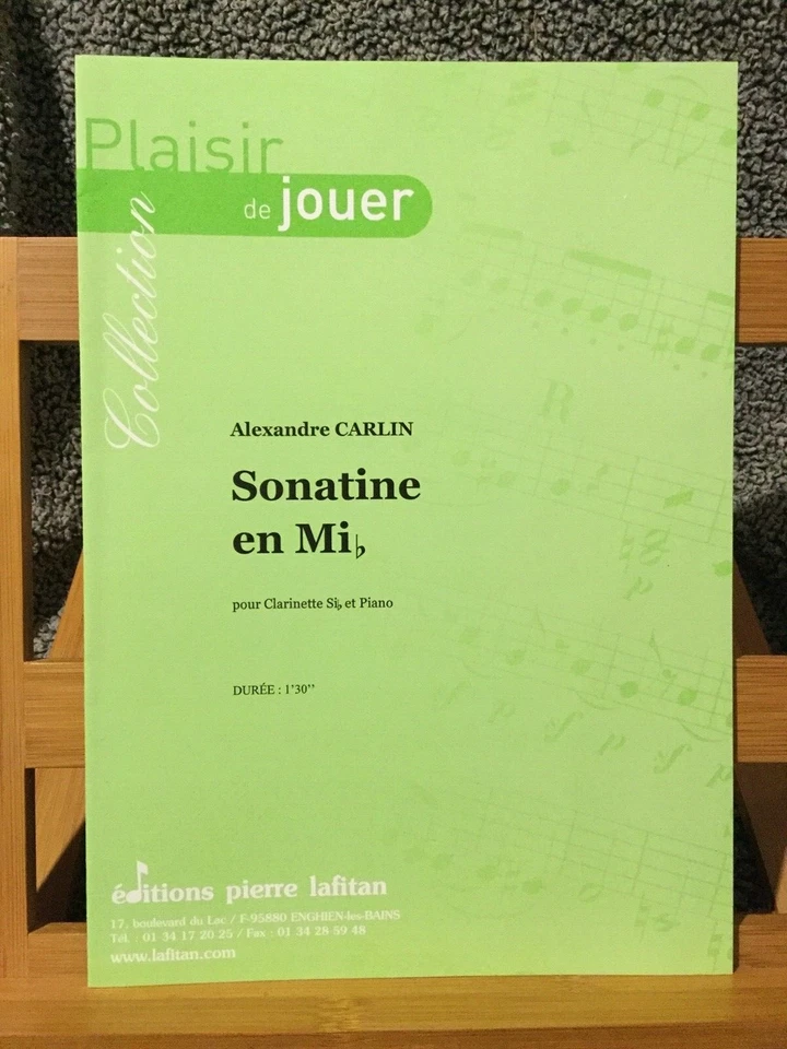 Alexandre Carlin Sonatine Mi bémol clarinette piano partition éd. Pierre Lafitan - Photo 1/1