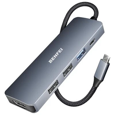 BENFEI Hub USB C 5 en 1 con HDMI 4K, 3 USB-A, PD 100W, Cable de diseño Tejido y  - Imagen 1 de 4