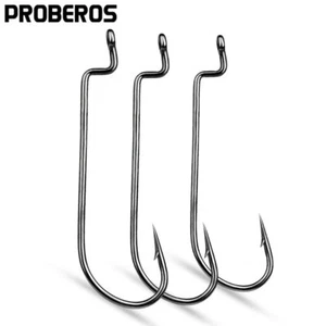 20pcs Carbon Steel Fishing Hooks 6#-5/0# Narrow Crank Bass Single Worm Fishhooks - Picture 1 of 26