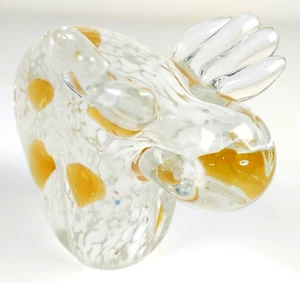 Art Glass Paperweight Moose White and Yellow 3 1/2 x 4 1/2 inches Cute N748 - Picture 1 of 9