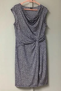 Dana Buchman Dress Womens Size Large Sheath Navy Speckled Twisted Sleeveless - Picture 1 of 16