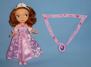 Disney Sofia the First Doll 10"Moveable-Rare Pink Dress-Styled hair-necklace-LOT - Picture 1 of 9