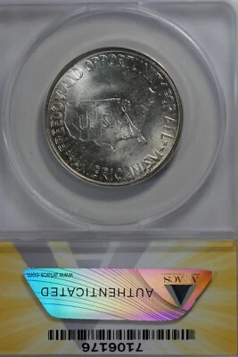 1952  .50   ANACS  MS 64  WASHINGTON-CARVER    Classic Silver Commemorative   - Image 1 of 2