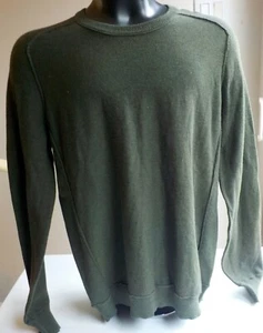 VTG Converse Men's Large Green Long-Sleeve Crewneck Sweater Inside-Out Hem - Picture 1 of 4