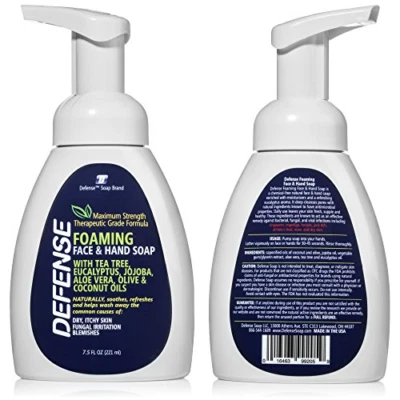 DEFENSE SOAP DEFENSE | 2 PACK | Foaming Face & Hand Soap 7.5 Oz Tea Tree Eucalyptus Aloe Vera