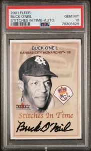 2001 Fleer Tradition BUCK O’NEIL Stitches In Time Auto Autograph PSA 10 Pop 3