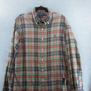 Ralph Lauren Shirt Men Large Custom Fit Button Long Sleeve Cotton Thrashed - Picture 1 of 13