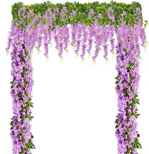 2X7FT Artificial Wisteria Vine Garland Foliage Plant Trailing Flower Home Decor - Picture 1 of 7