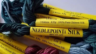 Needlepoint Inc Silk Floss You Choose 5 Meters 8 Ply 100% Silk 300 - 399 - Image 1 of 4