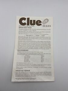 1972 Clue Board Game Replacement Instructions English & French Parker Brothers