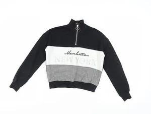 H&M Girls Black Full Zip Sweatshirt 9-10 Years - Picture 1 of 12