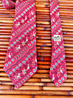 HERMES 7640 TA Tie Necktie Men's Fox & Birds on Red 100% Silk France 59" x 3.75"