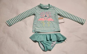NWT Carter's Flamingo Rashguard Swimsuit 2PC 3T Toddler Girl - Picture 1 of 1